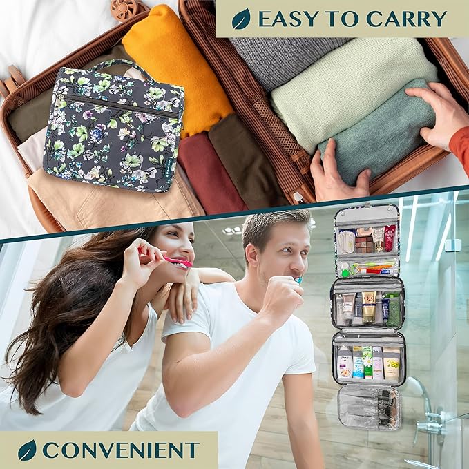 PAVILIA Hanging Toiletry Bag Women Men, Foldable Cosmetic Organizer Travel Bag - Image 7