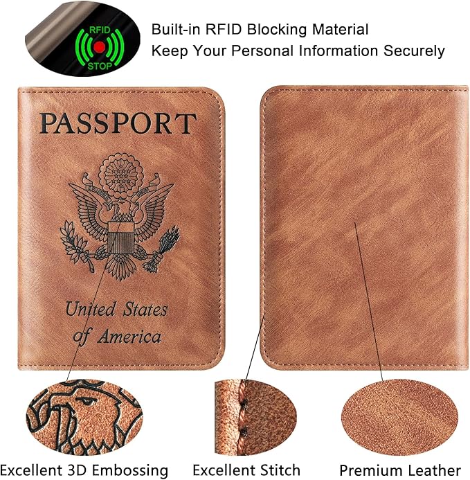 Passport Holder Cover Wallet Travel Essentials Leather Rfid Blocking Case - Image 6