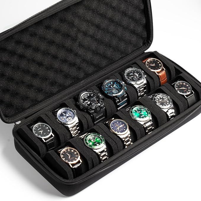 12 slots Watch Case, hard watch travel case, storage box, padded case - Image 7