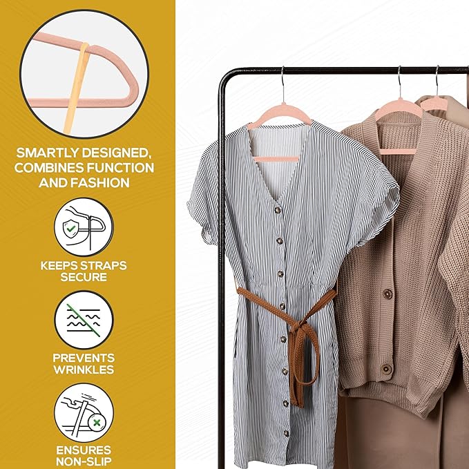 50 Pack New Premium Quality Velvet Hangers Ultra Thin Non Slip Adult Felt Space - Image 4
