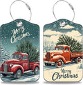 Red Truck Carrying Christmas Tree Set of 2 Luggage Tags by Unknown