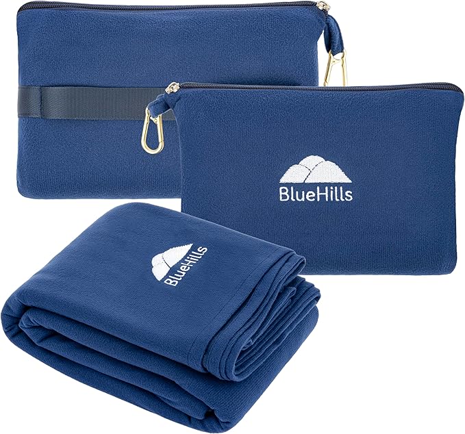 BlueHills Travel Blanket Pillow Compact Lightweight Pocket Size Airplane by BlueHills