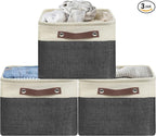 SIMPLE HOUSEWARE Large Fabric Storage Bin, 3 Pack, Dark Gray by SimpleHouseware