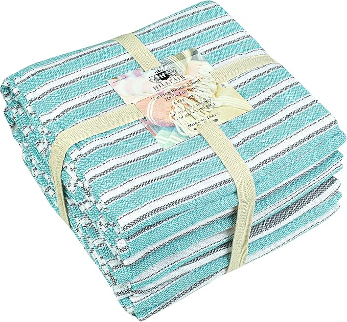 HILLFAIR Cotton Turkish Beach Towels, Quick Dry Lightweight Sand Free Peshtemal - Image 5