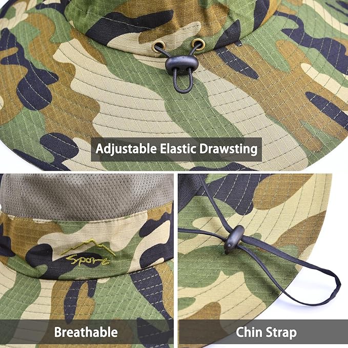 Sun Hats for Men Women Fishing Hat UPF 50+ Breathable Wide Brim Summer UV - Image 2