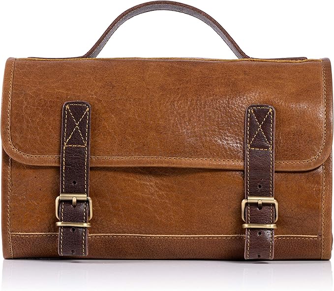 KomalC Premium Buffalo Leather Hanging Toiletry Bag Travel Dopp Kit - Image 3