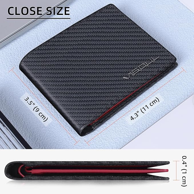 VISOUL Wallet for Men with 2 ID Windows 8 Credit Card Slots 2 Cash Compartments - Image 4