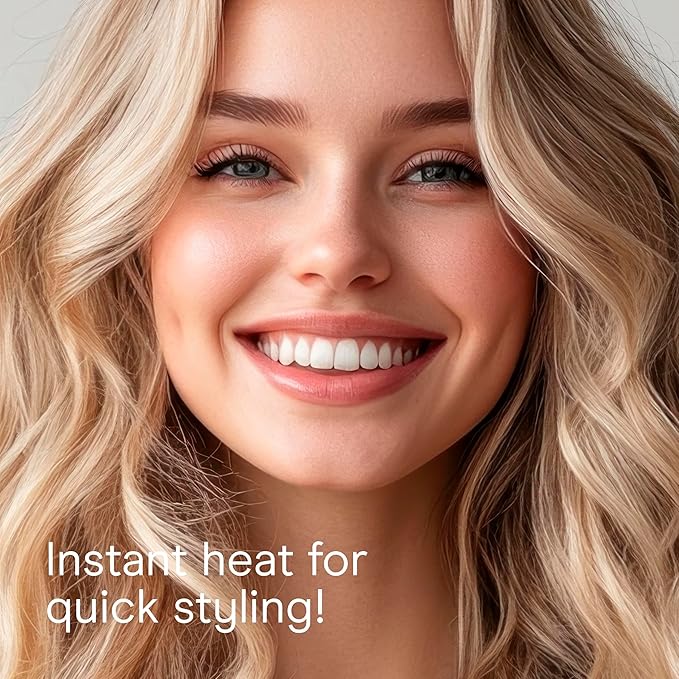 Conair Instant Heat Curling Iron Brush, 1 1/4-Inch Barrel Curling Brush for Short Hair, 30-Second Heat-Up with 25 Heat Settings for All Hair Types, Black