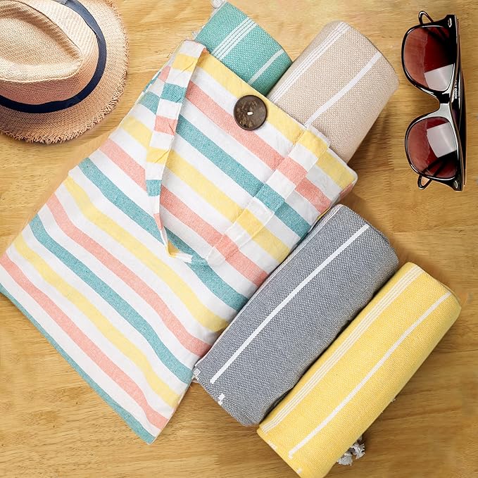 HILLFAIR Cotton Turkish Beach Towels, Quick Dry Lightweight Sand Free Peshtemal - Image 3