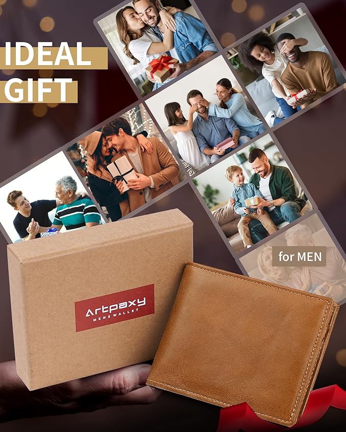 Mens Wallet Genuine Leather Bifold RFID Blocking Wallet - Image 5