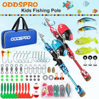 ODDSPRO Kids Fishing Pole Pink, Portable Telescopic Fishing Rod and Reel Combo - Image 2