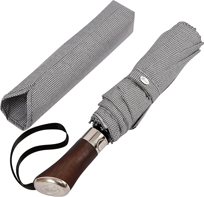 Balios Travel Umbrella Luxurious Golden Hardwood Handle Auto Open & Close by Balios