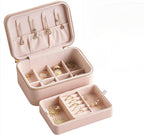 small travel jewelry case, Double Layer Travel Jewelry Box Organizer, Leather - Image 7