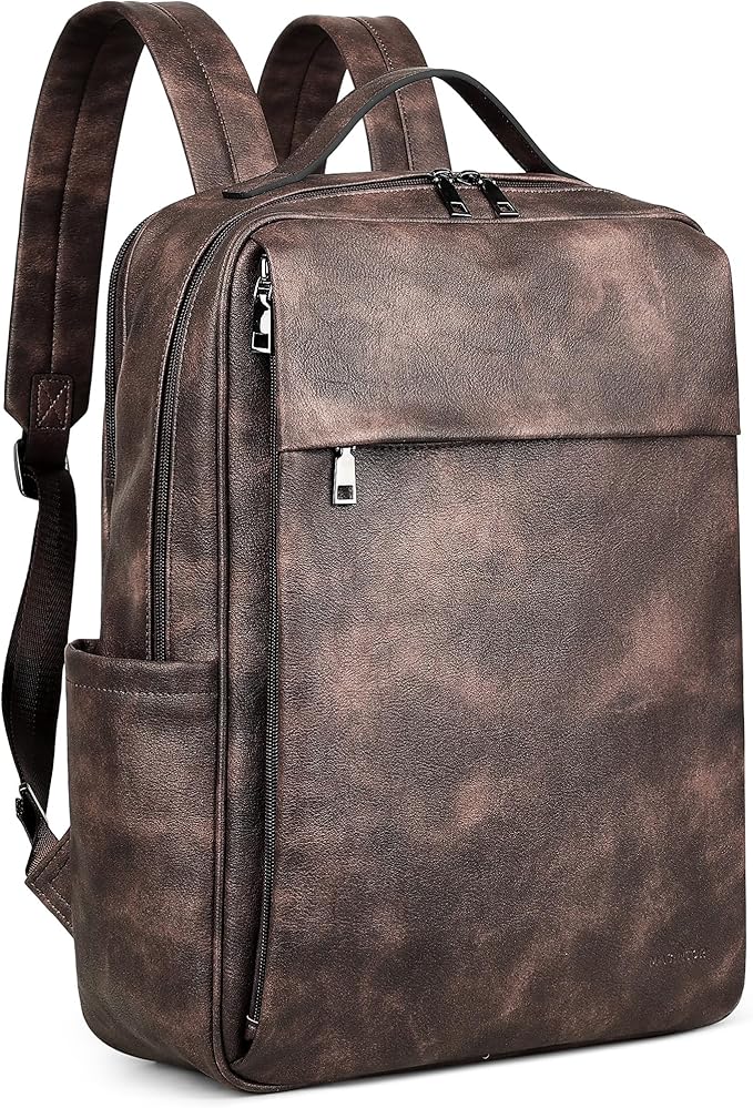 MASINTOR 15.6 inch PU Leather Laptop Backpack Purse by MASINTOR
