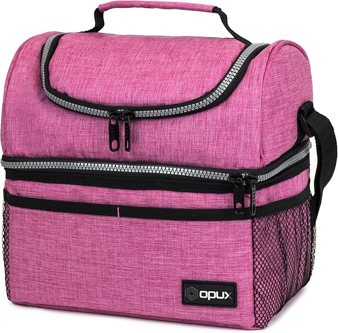 OPUX Lunch Box For Women, Insulated Large Lunch Bag Adult Work, Double Decker by OPUX
