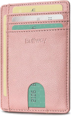 Buffway Slim Minimalist Front Pocket RFID Blocking Leather Wallets by Buffway