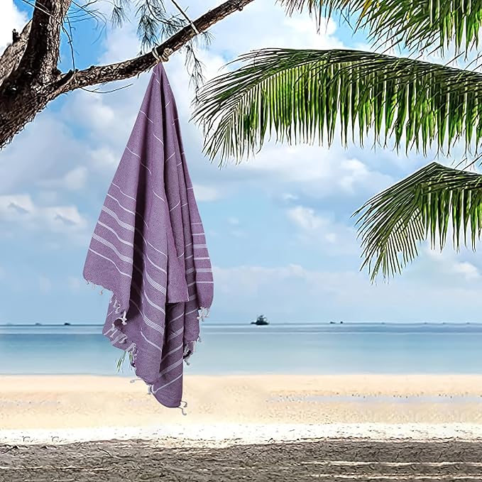 HILLFAIR Cotton Turkish Beach Towels, Quick Dry Lightweight Sand Free Peshtemal - Image 4