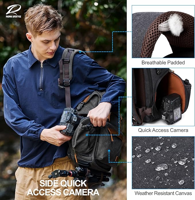 Padwa Lifestyle Black Camera Backpack - Image 5
