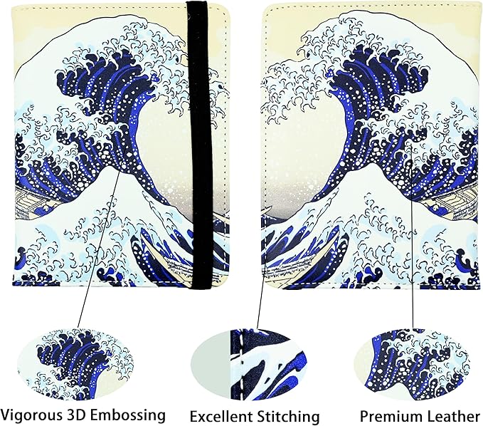 Ink Waves Passport Holder for Women and Men PU Leather Passport Cover for Travel - Image 2
