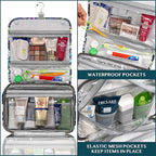 PAVILIA Hanging Toiletry Bag Women Men, Foldable Cosmetic Organizer Travel Bag - Image 4
