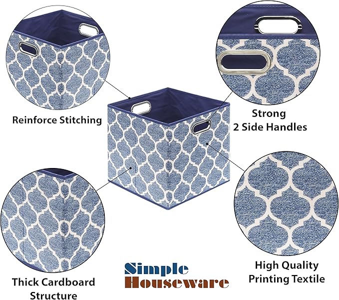SIMPLE HOUSEWARE 13-Inch Collapsible Fabric Cube Storage Bin - Image 5