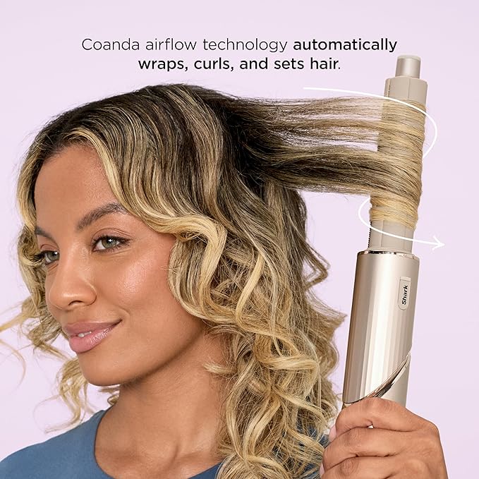 Shark FlexStyle Air Styling & Drying System, Powerful Hair Dryer Brush & Multi-Styler with Auto-Wrap Curlers, Paddle Brush, Oval Brush, Concentrator Attachment, Stone, HD430