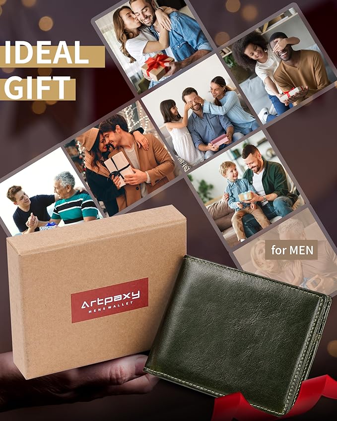 Mens Wallet Bifold Genuine Leather RFID Blocking Wallet - Image 6