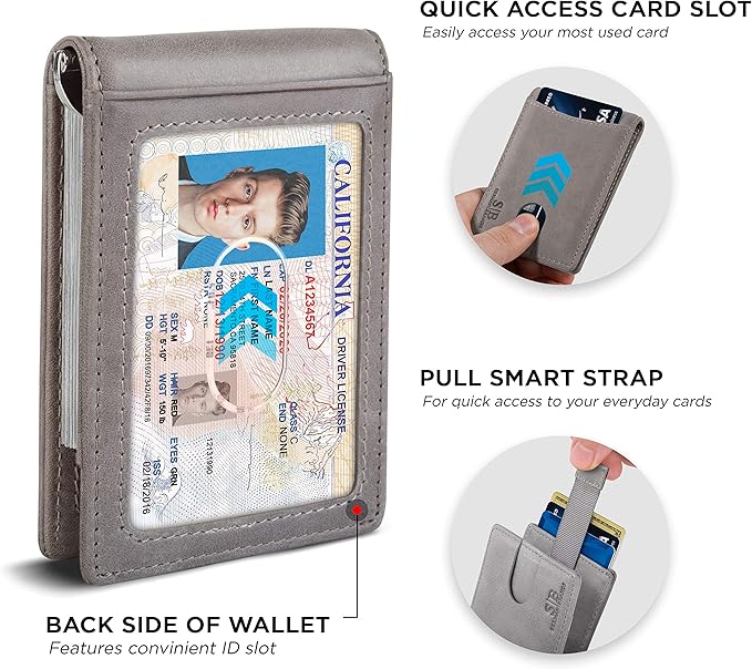 SERMAN BRANDS RFID Blocking Slim Bifold Genuine Leather Minimalist Front Pocket - Image 4