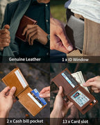 Mens Wallet Bifold Genuine Leather RFID Blocking Wallet - Image 3