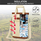 opux Two Bottle Wine Bag Carrier Tote, Insulated Leakproof 2 Bottle Wine Cooler - Image 3