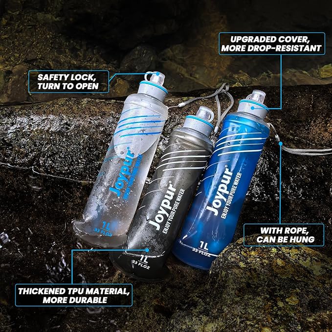 Collapsible Water Bottle with Filter - 1L Squeeze Water Filtered Bottle Camping - Image 7