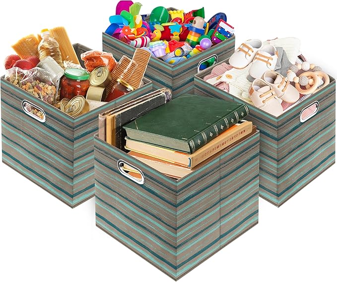 SIMPLE HOUSEWARE 13-Inch Collapsible Fabric Cube Storage Bin - Image 4