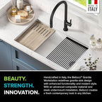 KRAUS Kitchen Sink Bellucci 32” Undermount Workstation Granite, Metallic White - Image 4