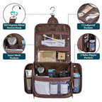 PAVILIA Large Hanging Toiletry Bag Travel Bag Women Men, PU Leather Cosmetic - Image 3