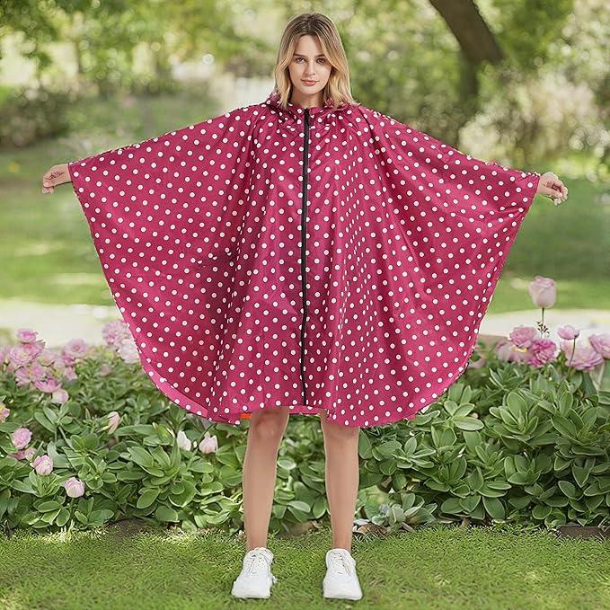Rain Poncho Jacket Coat Hooded Zipper Style - Image 8