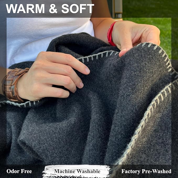 EKTOS 100% Virgin Wool Blanket, Thick Fabric, Winter Essentials - Image 2