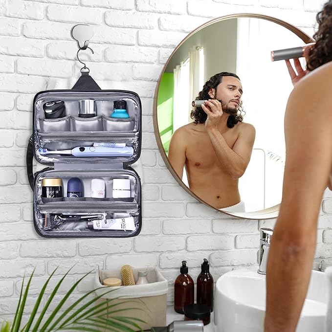 Toiletry Bag for Men, YKK Zippers Hanging Bathroom Shower Hygiene Bag - Image 7