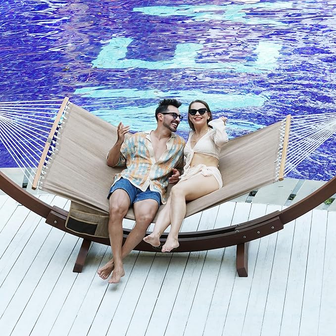 Lazy Daze Hammocks 11 FT Double Outside Hammock Quick Dry Olefin Fabric Hammock - Image 2