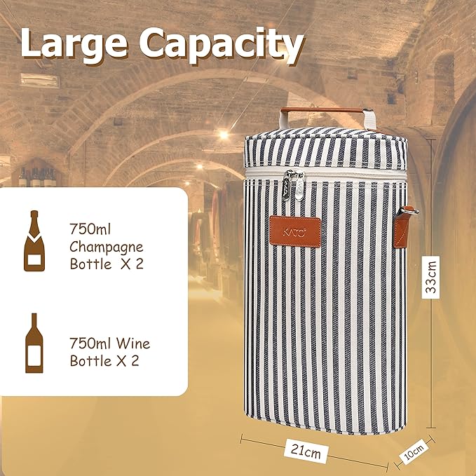 Tirrinia 2 Bottle Insulated Wine Tote Carrier - Image 7