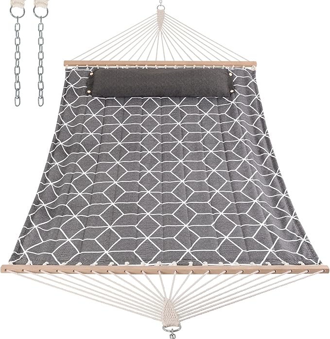 ANOW Outdoor Hammock with Spreader Bars and Detachable Pillow, 2 Person Hammock by ANOW