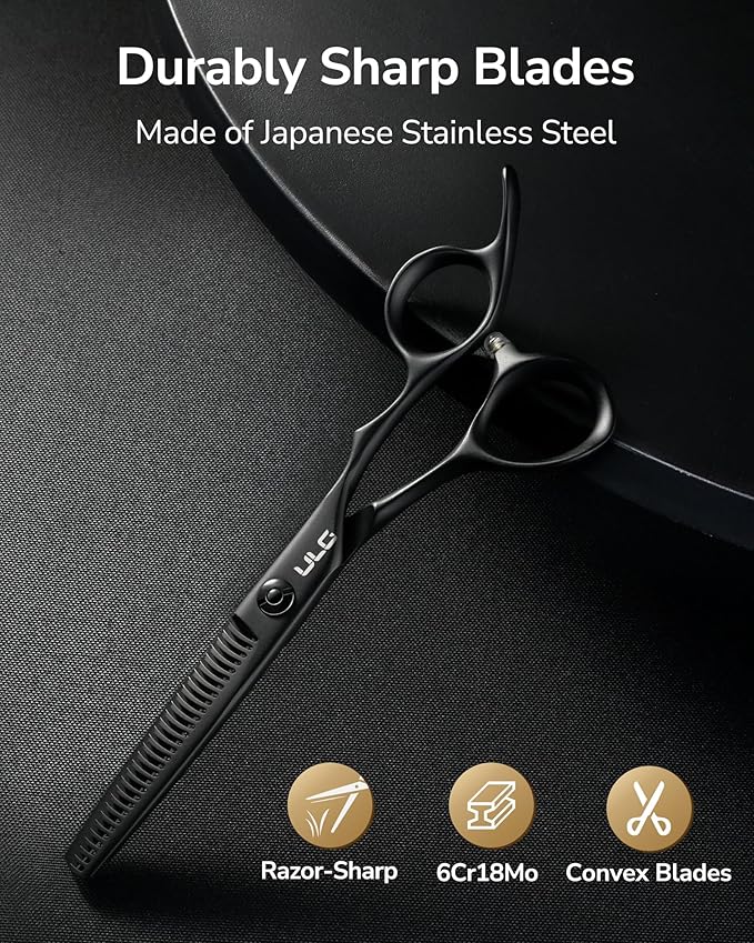 ULG Texturizing Shears – Professional Stainless Steel, Ergonomic Offset Handles, Teflon Coated, Deer Tooth Blades for Precise Thinning and Layering, Ideal for Stylists and Barbers