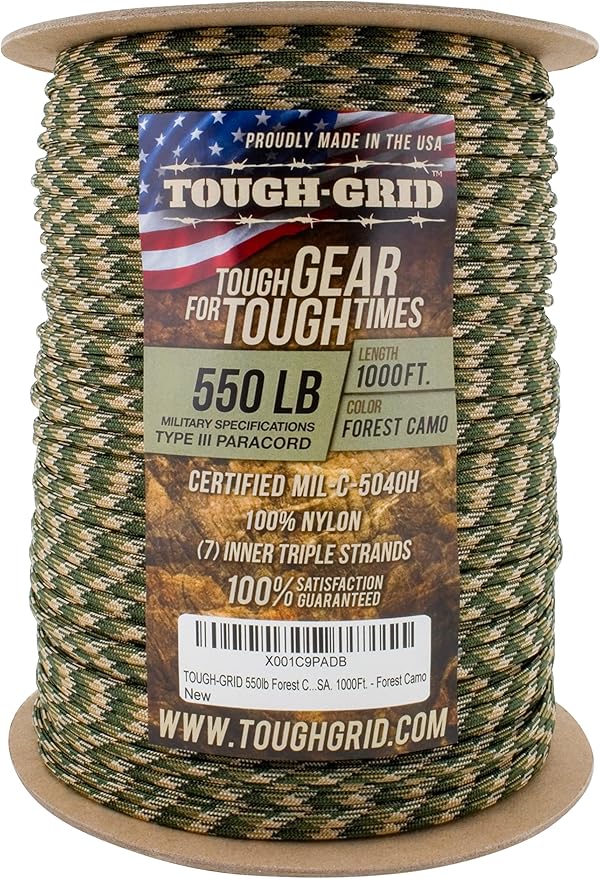 TOUGH-GRID 550 Paracord Rope Nylon Parachute Cord, Made in USA Survival Kit - Image 3