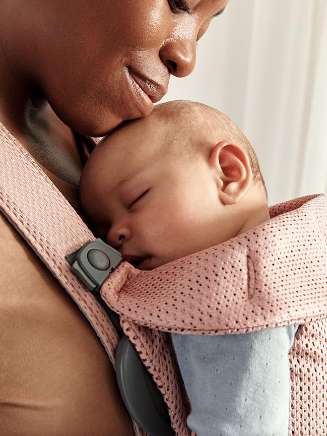 BabyBjörn Baby Carrier Mini, 3D Mesh, Dusty Pink | Newborn Carrier, Easy-to-Use - Image 8