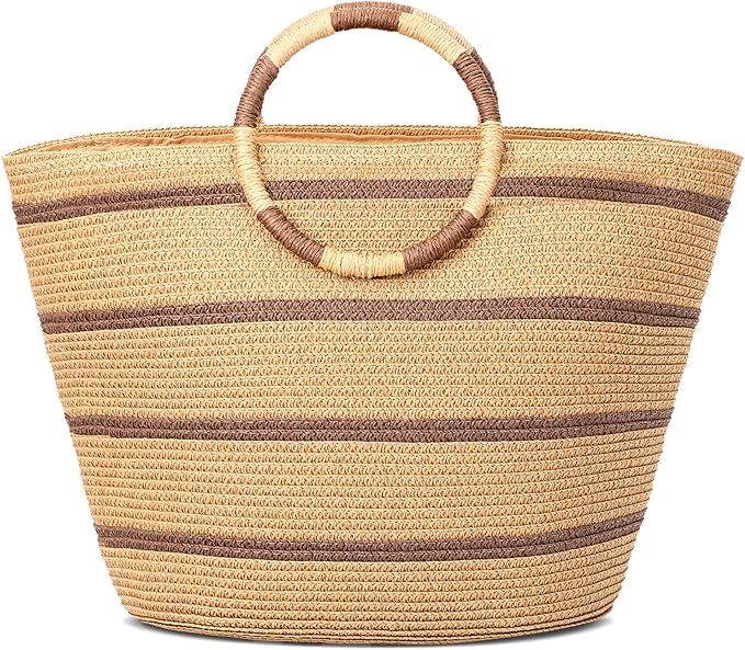 Beach Bags for Women Straw Tote Bag Summer Beach Bag Large Woven Straw Tote for by TOFUNTOY