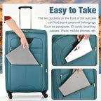 Merax Softside Luggage Set Softshell Lightweight 3 Piece Spinner Suitcase - Image 6
