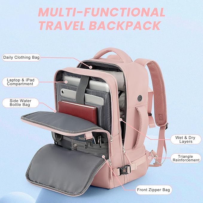 Travel Backpack for Women, Flight Approved Carry On Backpack - Image 4