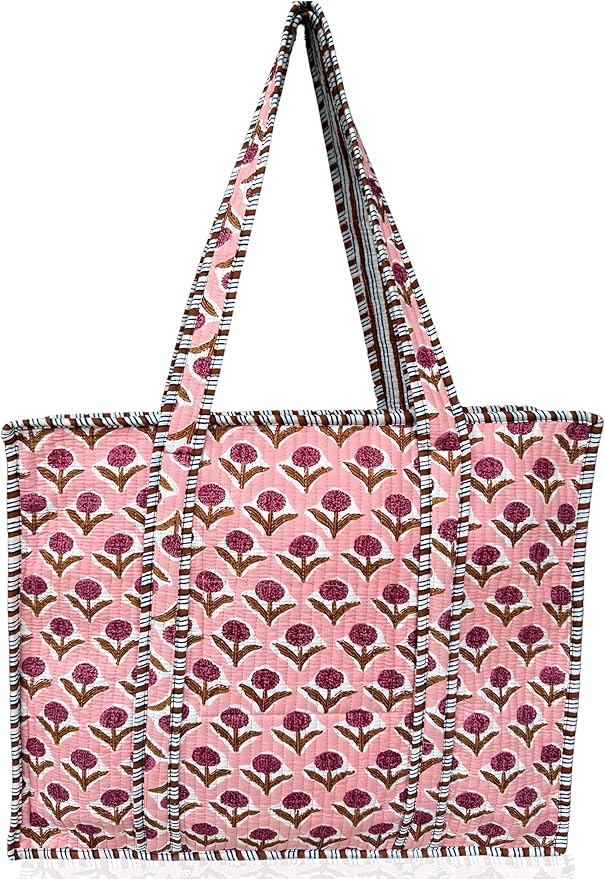 Cotton Quilted Tote Bag for Women – Large Beach & Travel Tote by ThirdEyeExport