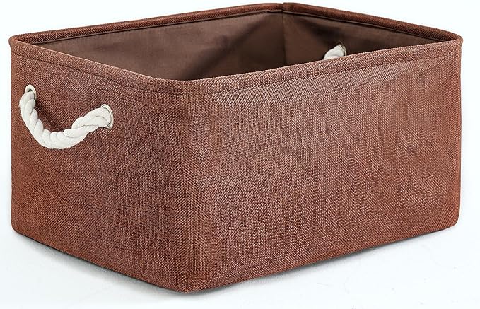 TheWarmHome Decorative Basket Rectangular Fabric Storage Bin Organizer Basket by TheWarmHome