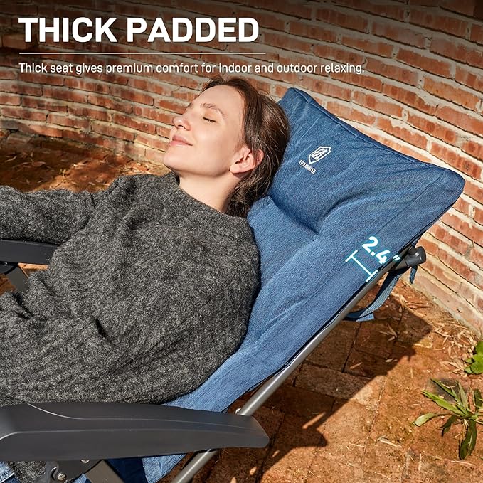 EVER ADVANCED Folding Padded Camping Chair 4 Positon Adjustable Recliner - Image 8