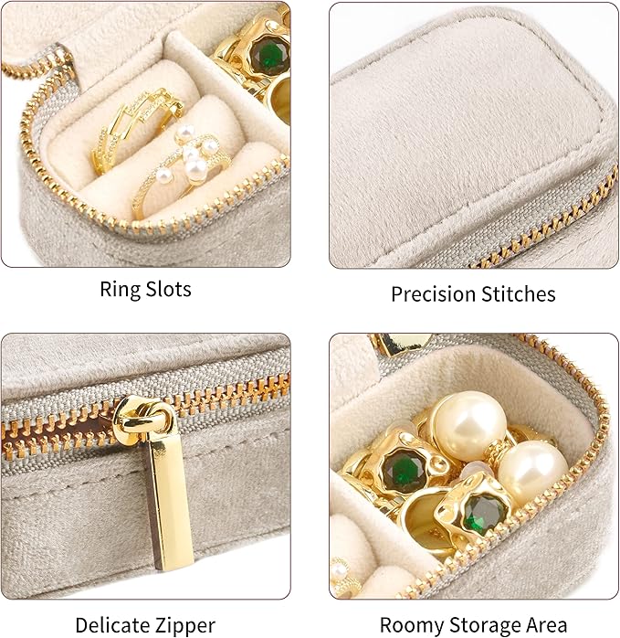 TAIMY Mini Jewelry Travel Case, Velvet Small Travel Jewelry Box, Portable - Image 3